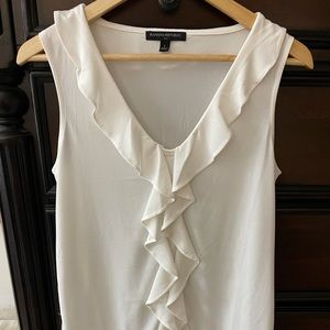 Banana Republic Stretchy Ruffle Cream Tank